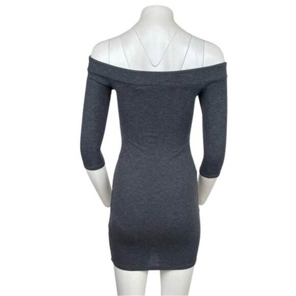 Off The Shoulder Mini Bodycon Dress Grey - Picture 3 of 3